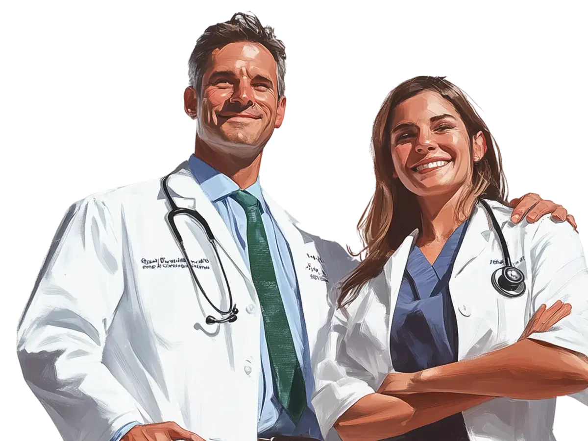 Ilustração de médico sorridente para consulta